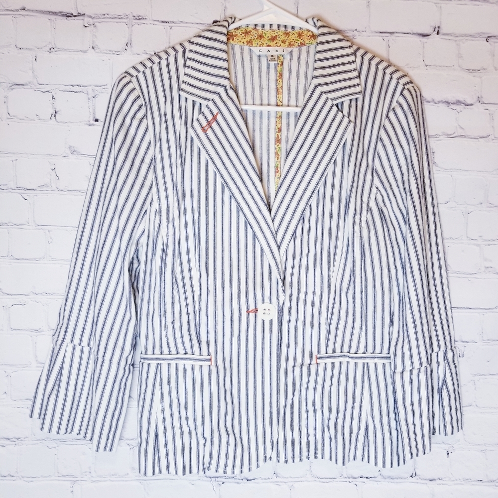 Cabi striped cotton blazer sz 8